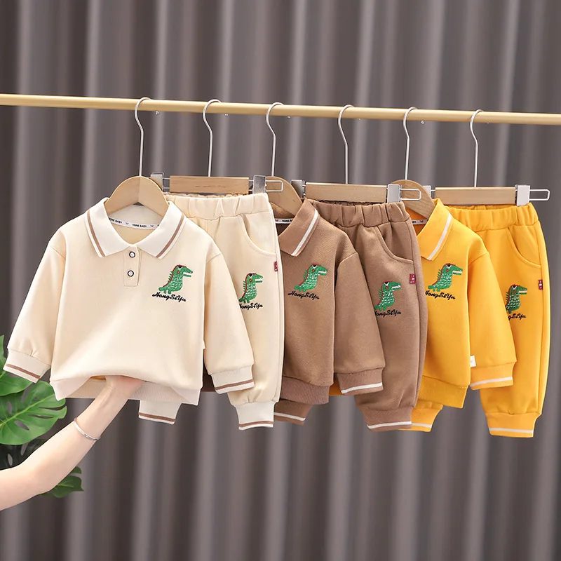 

Larua Kors New 2023 Korean Clothing Set Spring Cotton Long Sleeve Turn-down Collar Embroidery 2 Pcs Sets Boys Clothes 12M-5T