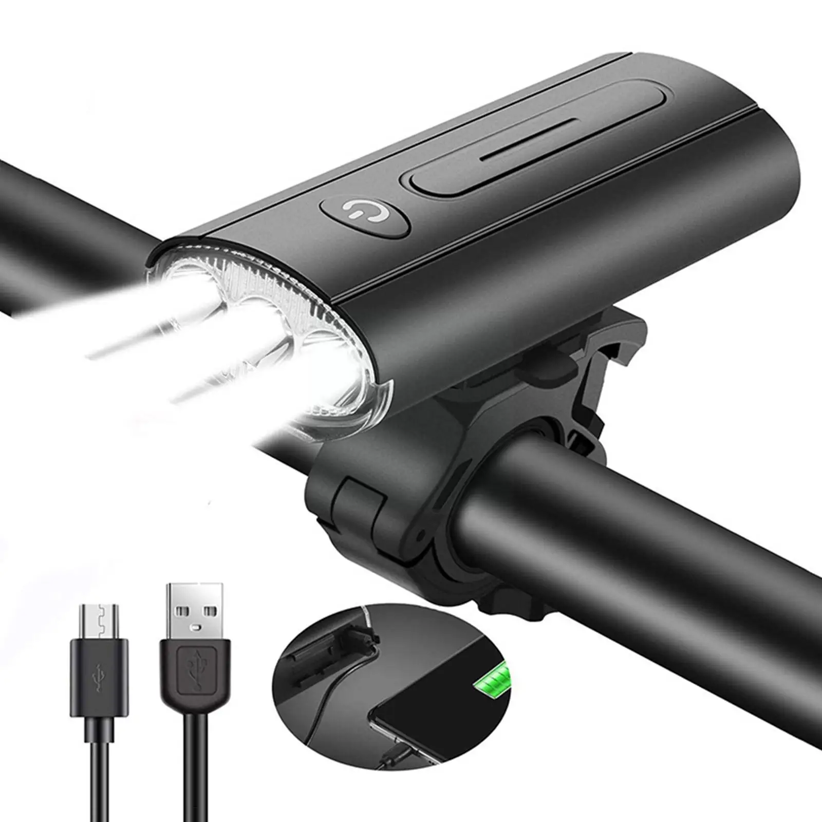 

Передняя фара для велосипеда, светодиодный фонарик с зарядкой через USB, корпус из сплава, аксессуары для внешнего аккумулятора, оборудовани...