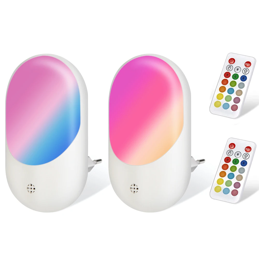 

110-220 В подключаемый ночник с пультом дистанционного управления, 16 цветов, с регулируемой яркостью, настенный светильник для детской, гостин...