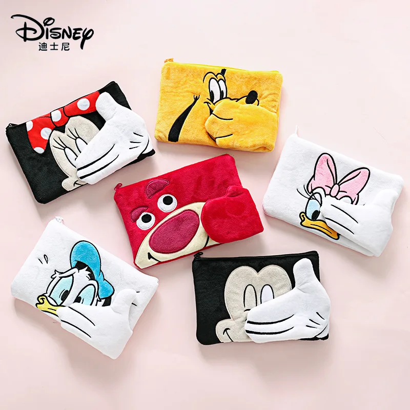 Disney Cartoon Cute Plush Wallet Girls Large Capacity Wash Storage Cosmetic Bag Mickey Minnie Coin Purse Minnie Mouse Wallet