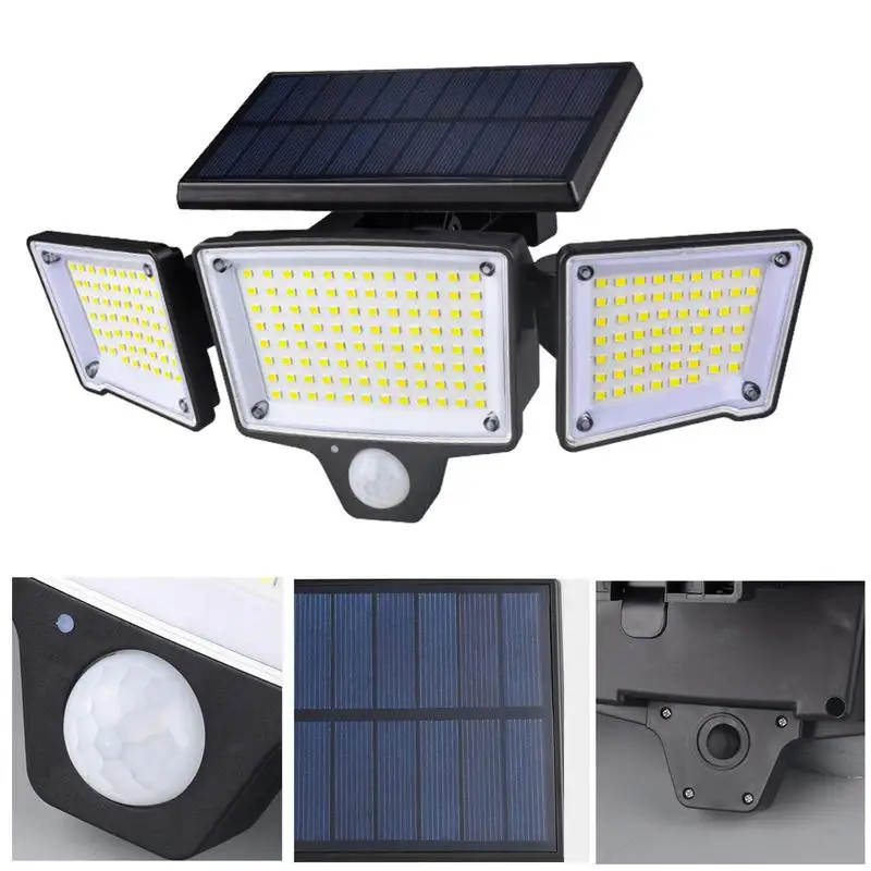 

Solar Lights For Flood Wall Outside Lamp Waterproof Motion Sensor Adjustable Heads Security Lighting For Garden Yard Outdoor
