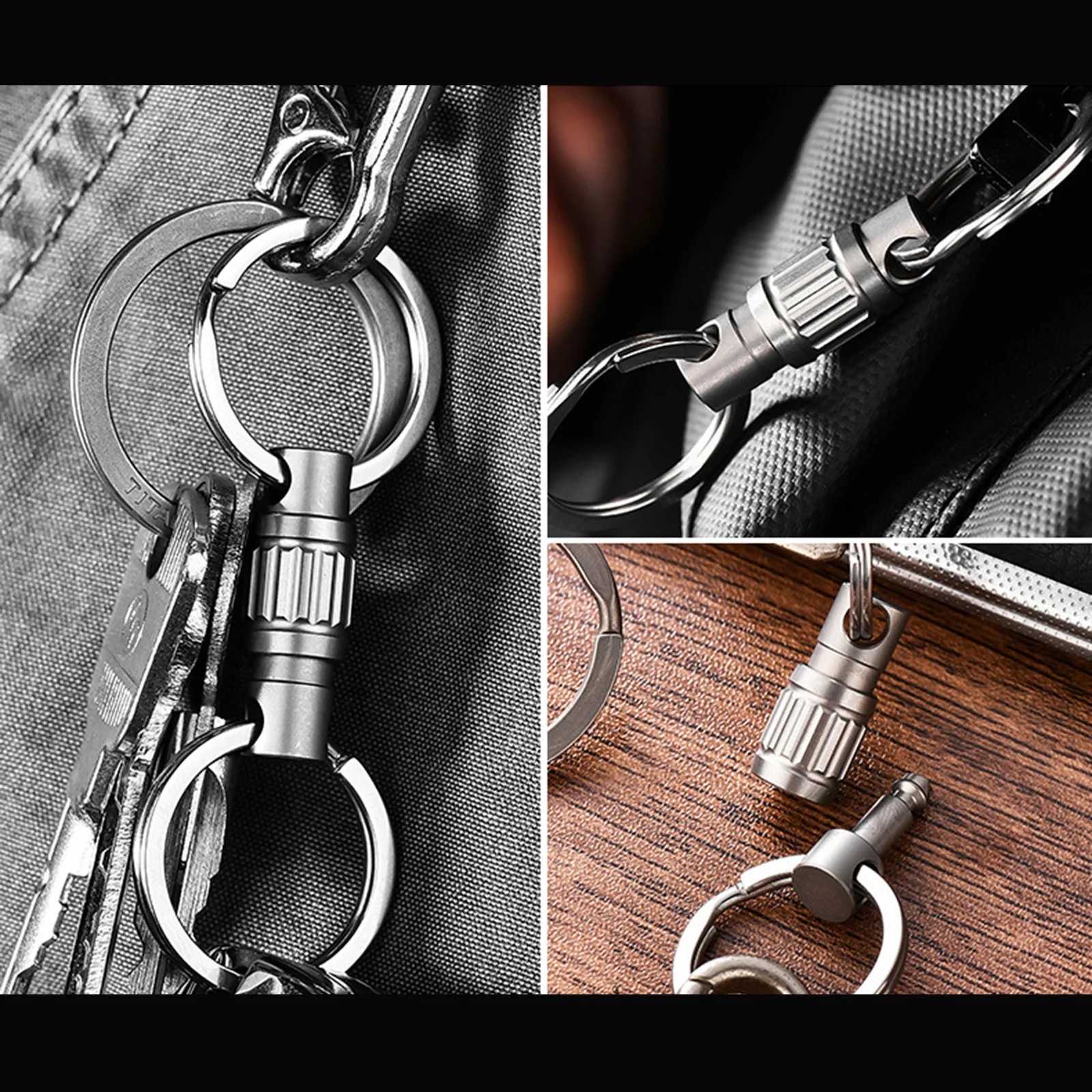 

Titanium Alloy Keychain Detachable Car Key Holder 360° Swivel Quick Release Tool Ultra-light 360° Rotatable Key Chain