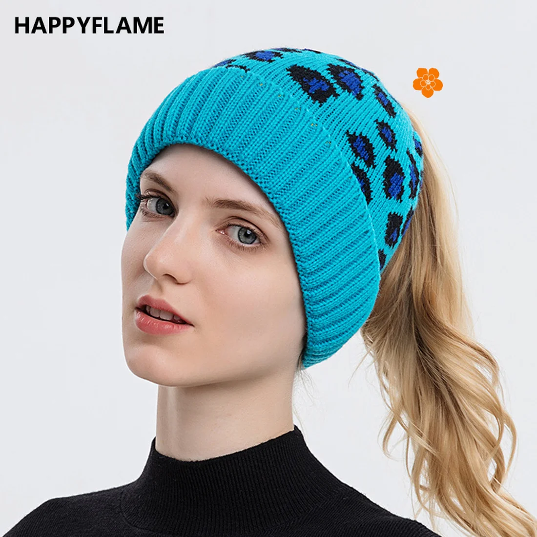 

New Hanging Mask Cap Fashion Outdoor Cover Head Cap Warm Horsetail Cap Warm Soft Knitted Hat Bonnets for Women Winter Beanies