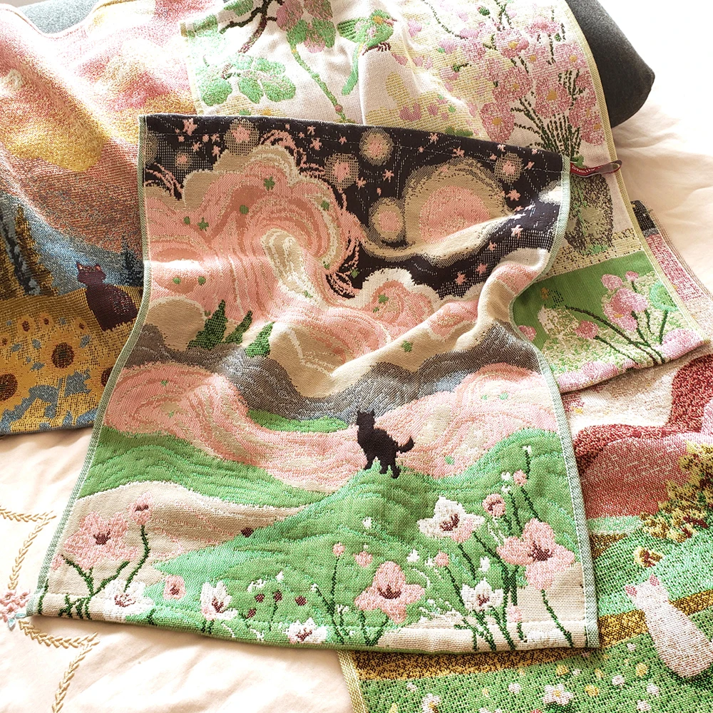 Четырехслойное полотенце из хлопка Feisifan с кошками