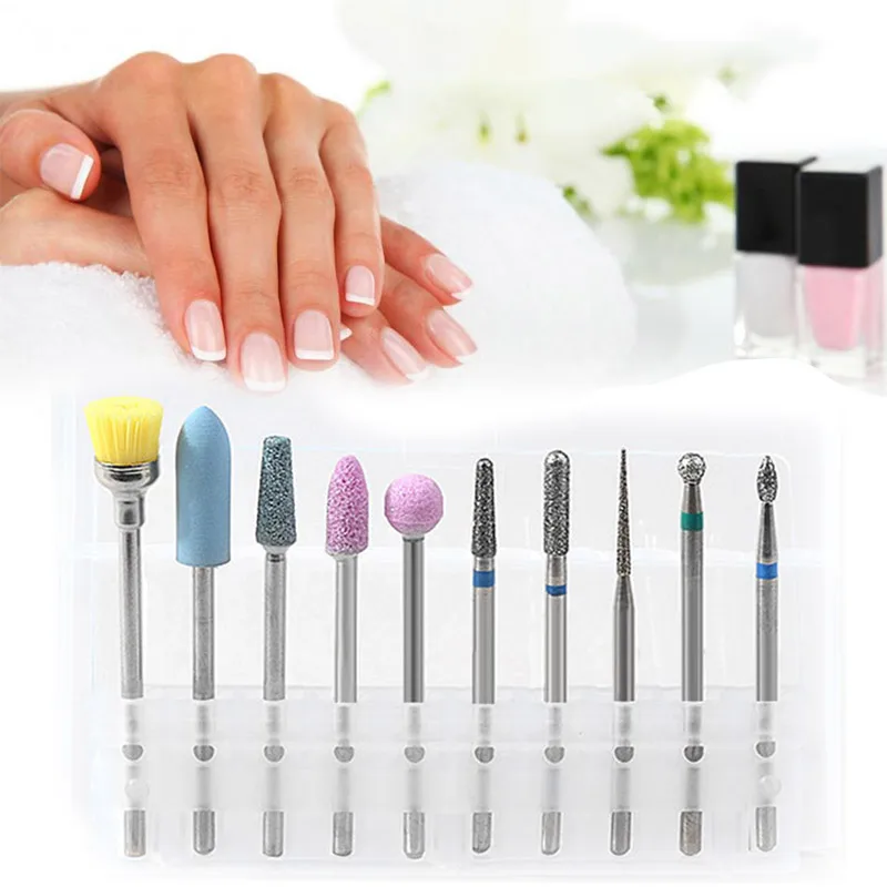 

10Pcs Nail Drill Bits Cuticle Diamond Milling Cutters Set For Manicure Electric Nail Drill Accessory Salon File Nail Art Tools