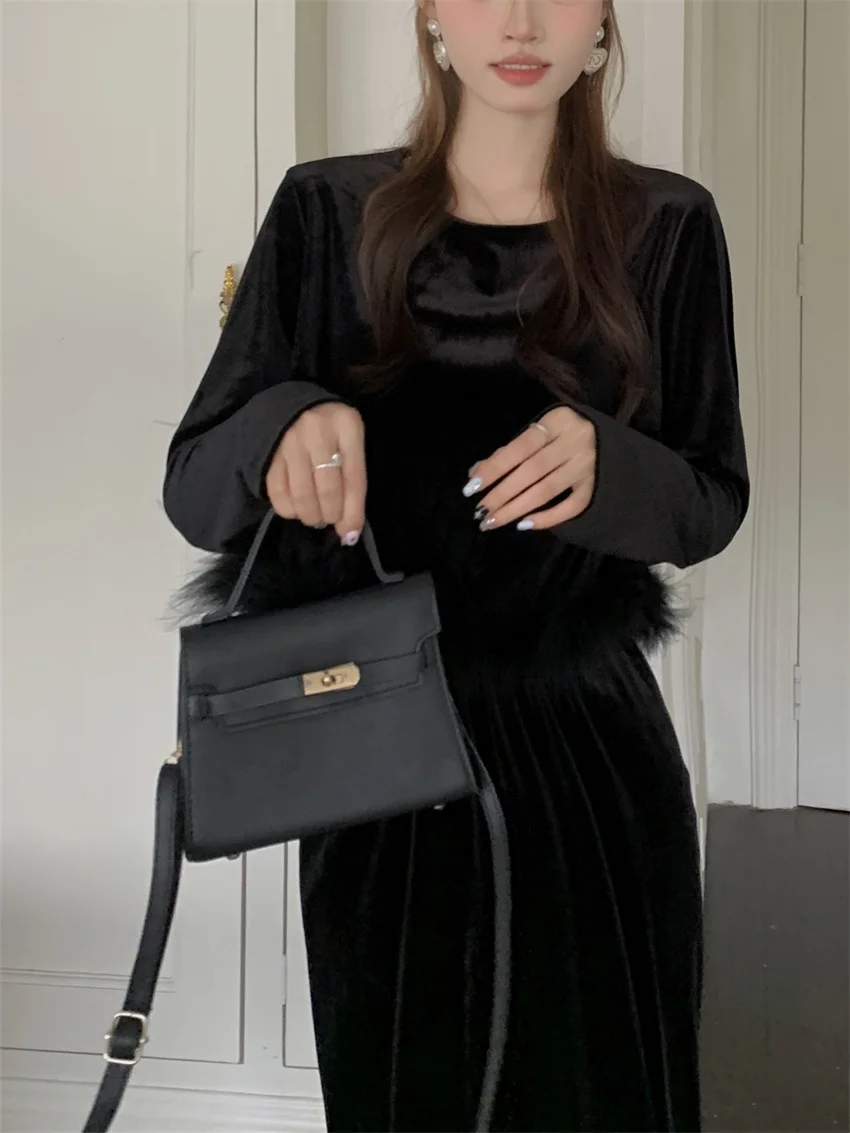 Женские офисные костюмы PLAMTEE черного цвета женские шикарные бархатные