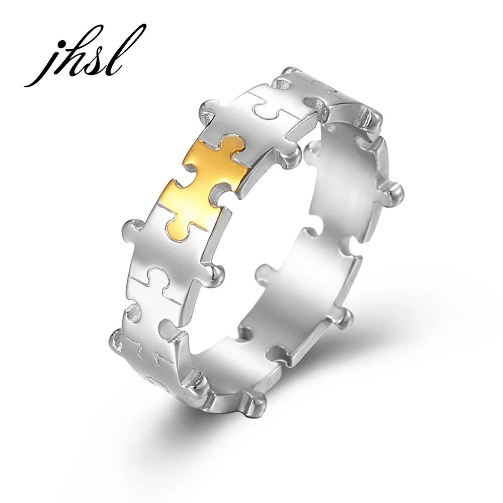 

JHSL Unisex Luxury Stainless Steel Men Women Statement Rings Unique Deisgn Silver Color US size 6 7 8 9 10 11
