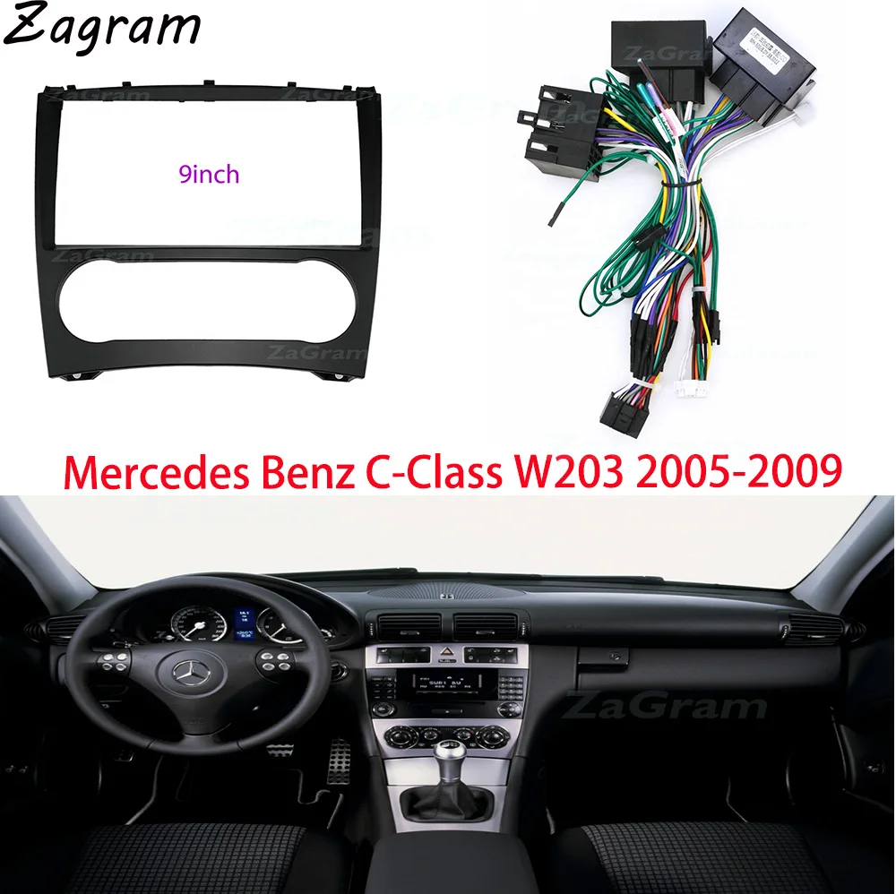 9-дюймовый 2 Din Автомобильный Кабель Fascia Для Mercedes Benz C-Class W203 2005-2009 панель Cd Dvd плеер