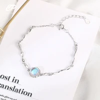 trendy 925 silver bangle crystal blue ocean bracelet for women jewelry charm female bracelet bijou anniversary gift