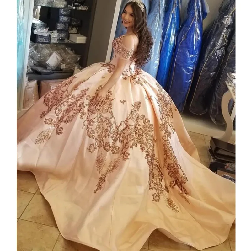 

Pink Vestidos Luxury Sequin Quinceanera Dress Classic Sweetheart Ball Gown Party Dress Robe De Bal Prom Dress Customize