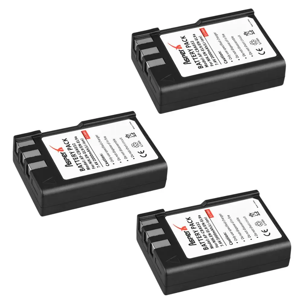 

3Pc 2000mAh ENEL9 EN-EL9a ENEL9a EN EL9 EL9a EN-EL9 camera Bateria Battery AKKU For Nikon EN-EL9a D40 D60 D40X D5000 D3000