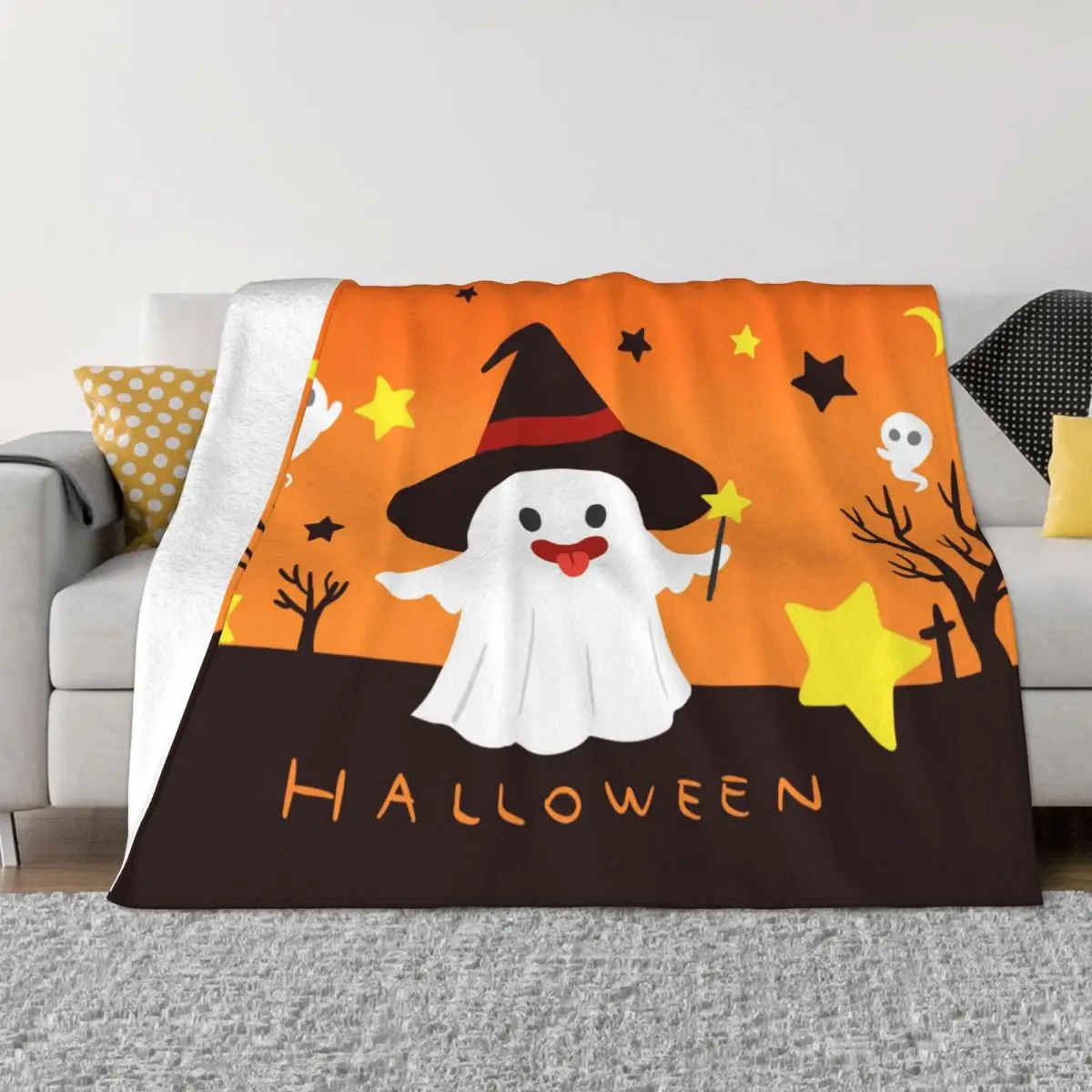 

Halloween Wool Blanket Cute Kawaii Cartoon Awesome Throw Blanket for Bed Sofa Couch 200x150cm Quilt