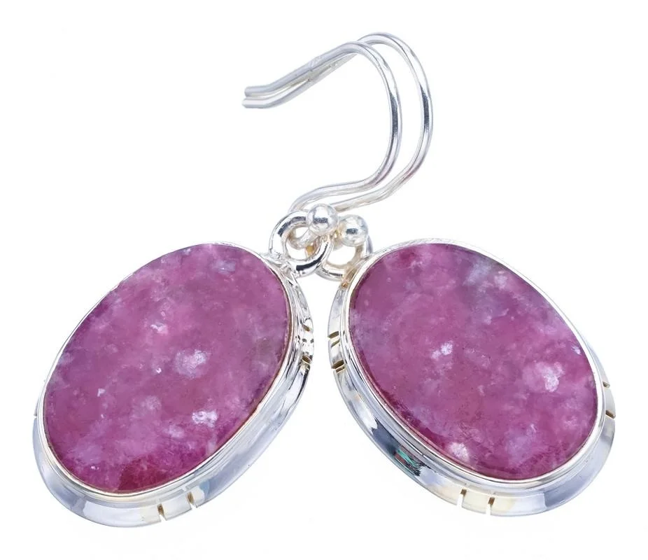 

StarGems Lepidolite ручной работы 925 пробы серебряные серьги 1,5 "F6393