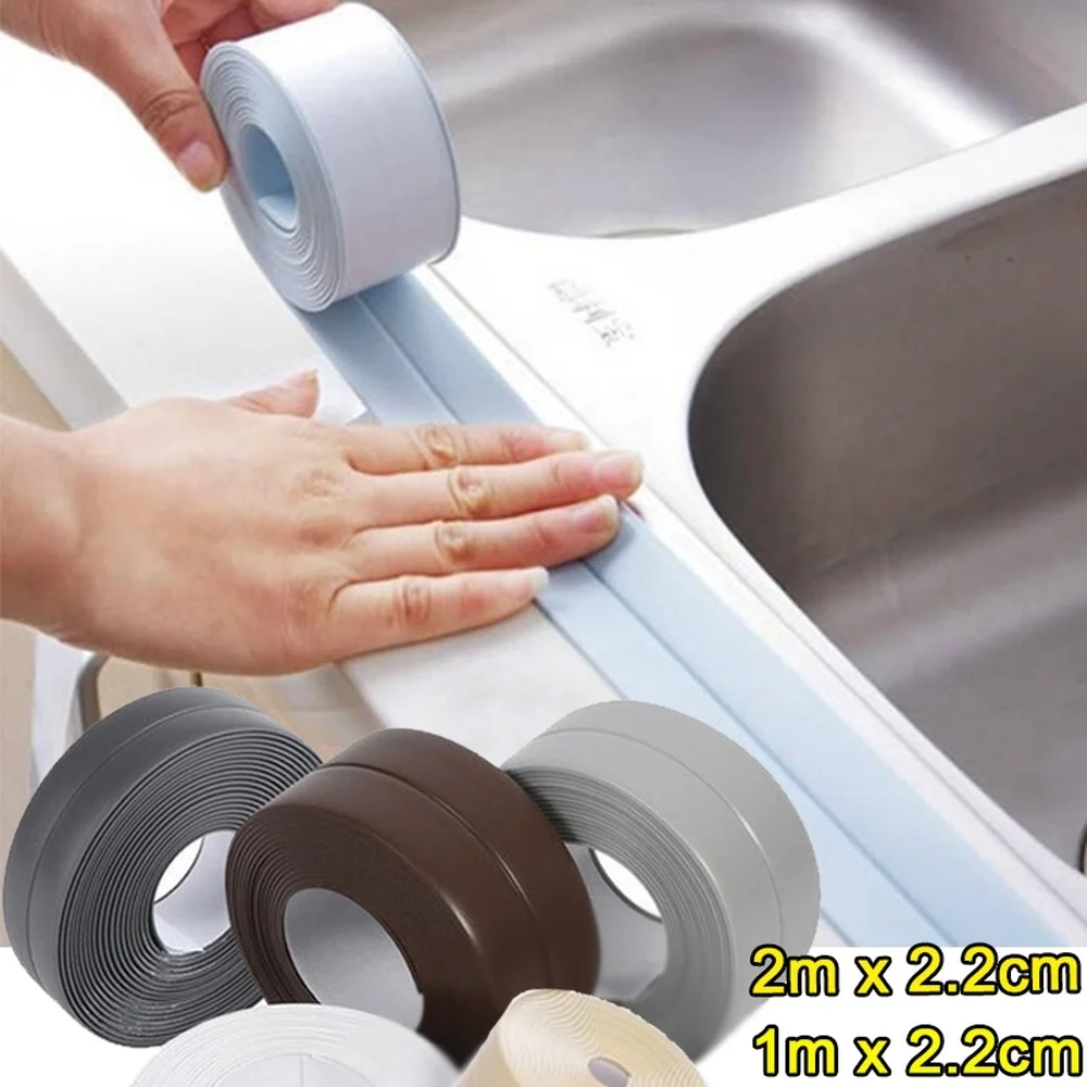 

2021 2M*2.2CM Bathroom Shower Sink Bath Sealing Strip Tape White PVC Self Adhesive Waterproof Wall Sticker for Bathroom Kitchen