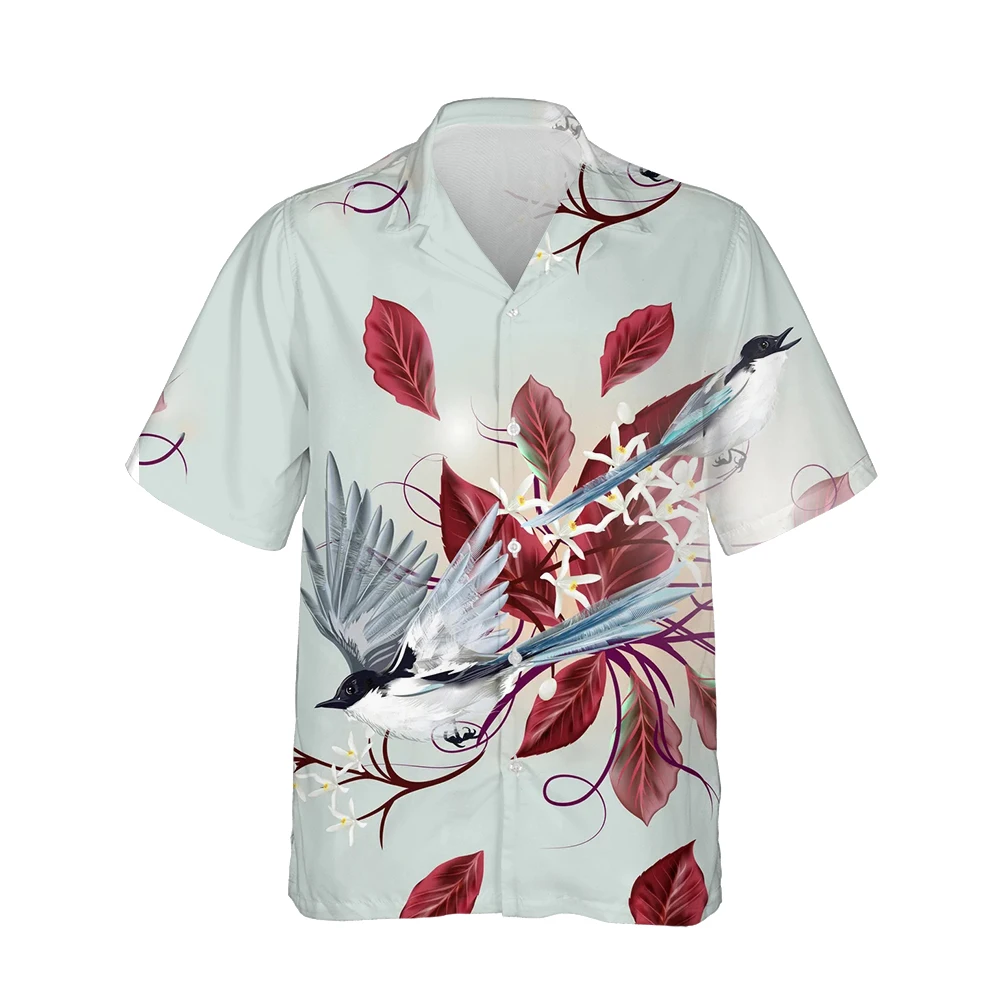

Jumeast 3d Aesthetic Vintage Birds Floral Printed Hawaiian Funny Shirt Men Short Sleeve Shirts Mens Fashion Casual Streetwear