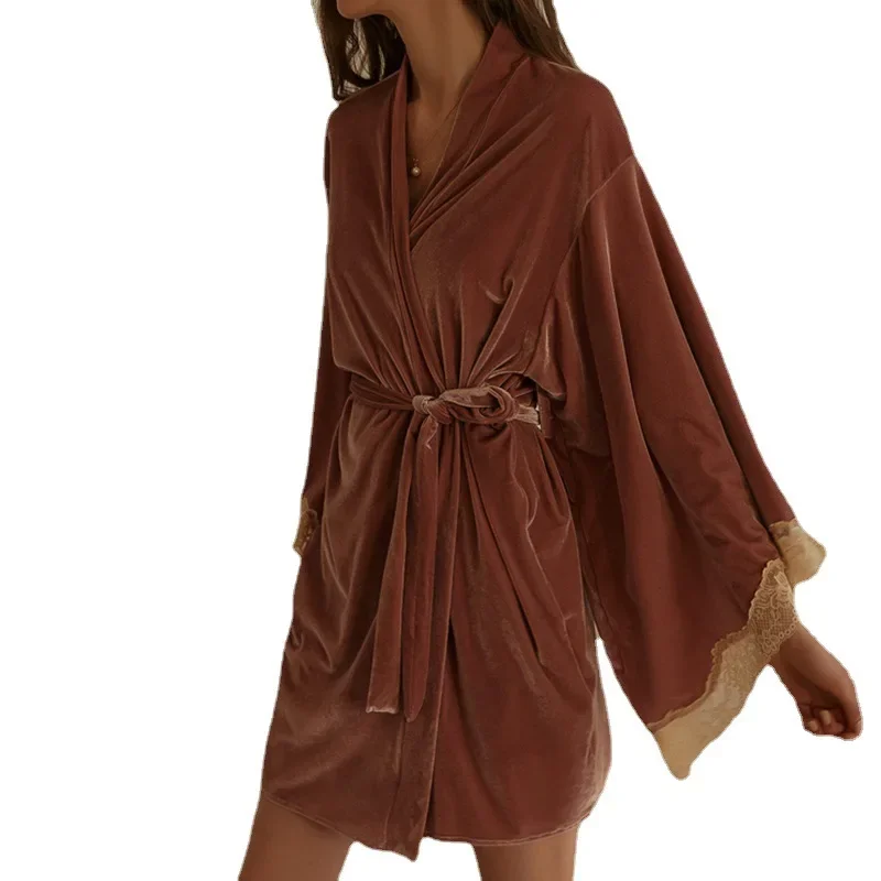 Сексуальная женская ночная рубашка Pure Desire новый стиль Pleuche осень-зима кружевное