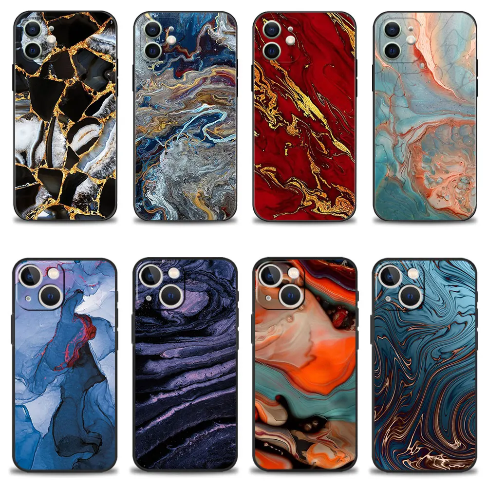 

Fundas For iPhone 11 XS XR 7 12 14 13 Pro Max X 8 Plus Mini 6 5S 5 6S SE SE2 Armor Colorful Marble