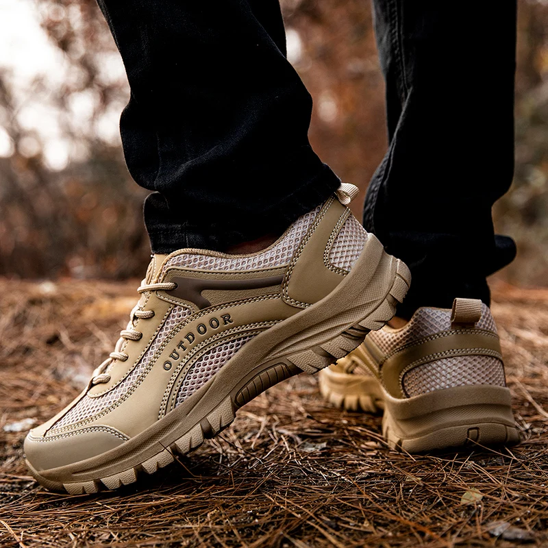 

Men's Sneakers 2023 Summer New Breathable Mesh Lace Up Platform Outdoor Hiking Shoes Fashion Wear-resistant Male Running Shoes