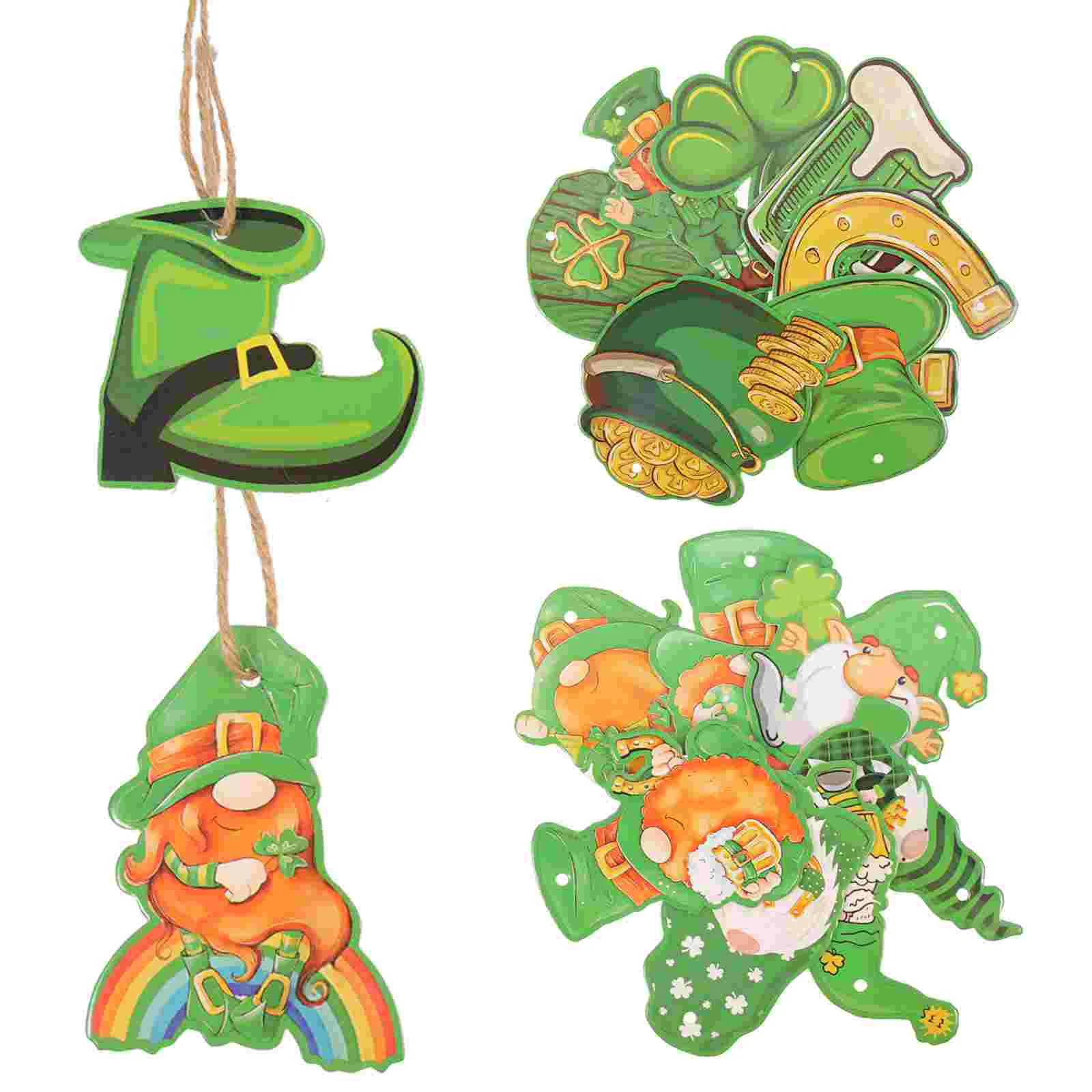 

Patrick Ornament Gnome S Day Pendant Hanging Party Decor St Ornaments Leaf Green Four Shamrock Leprechaun Decoration Tree Wooden