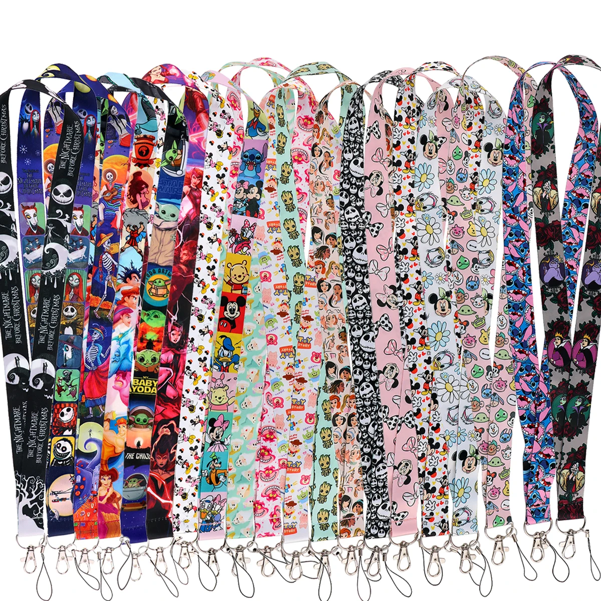 20pcs/lot Disney Series Lanyards Stitch Mickey Mouse Mix Pack Batch Mobile Phone Lanyards Rope Choker Fashion Accessories Gifts