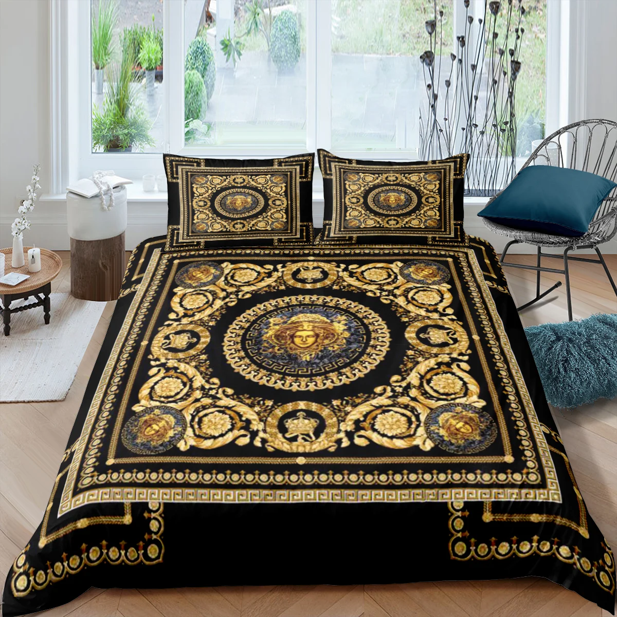 

3D Golden Stripes Print Duvet Cover European Style Bedding Set Adult Quilt/Comforter Cover2/3pcs Twin Queen King Size Bedclothes