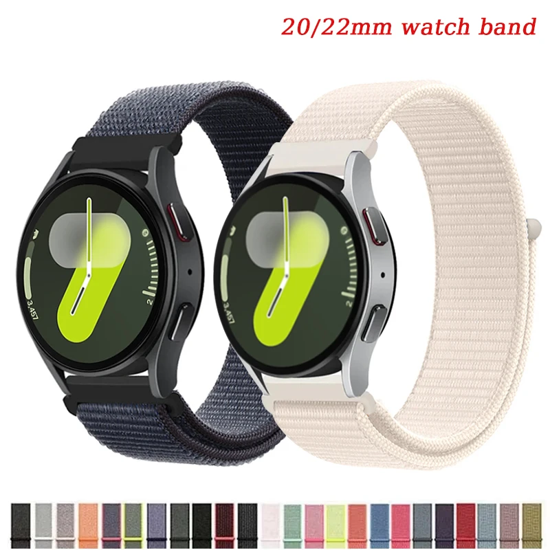 Нейлоновый ремешок-петля для Samsung Galaxy Watch 6 4 7 FE classic/5 Pro/active 2/Gear S3 20 мм/22 мм браслет