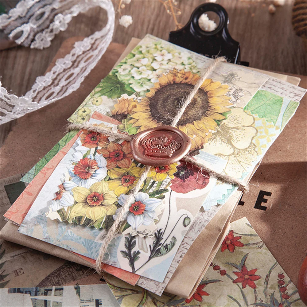 

30sheets/Pack Vintage Collage Material Paper Craft Hand Account Decorative DIY Scrapbooking Retro Background Material Paper