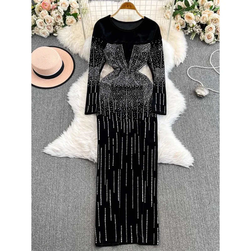 Облегающие платья женские весенне-осенние модные сексуальные с длинным рукавом