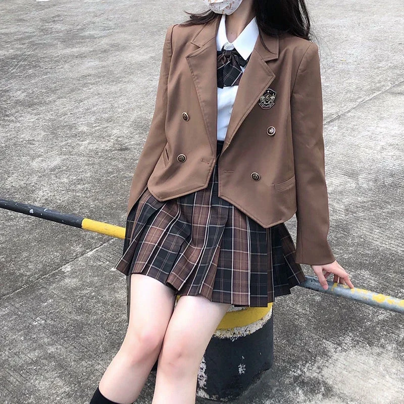 Японская куртка JK униформа блейзер женский костюм двубортный весенне-осенний