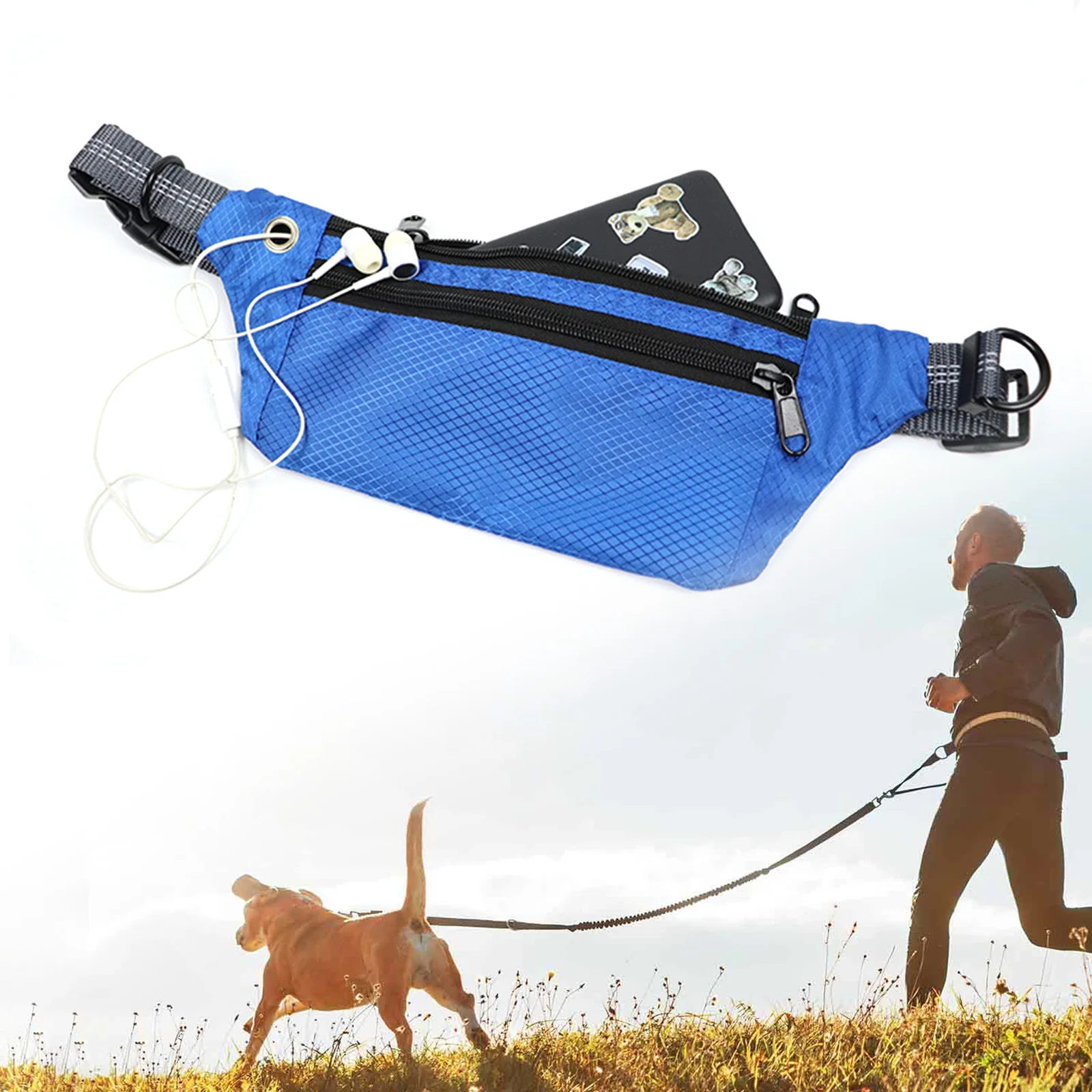 

Running Dog Leash Nylon Hand Freely Pet Products Dogs Harness Collar Jogging Lead Adjustable Waist Leashes Traction Belt Rope