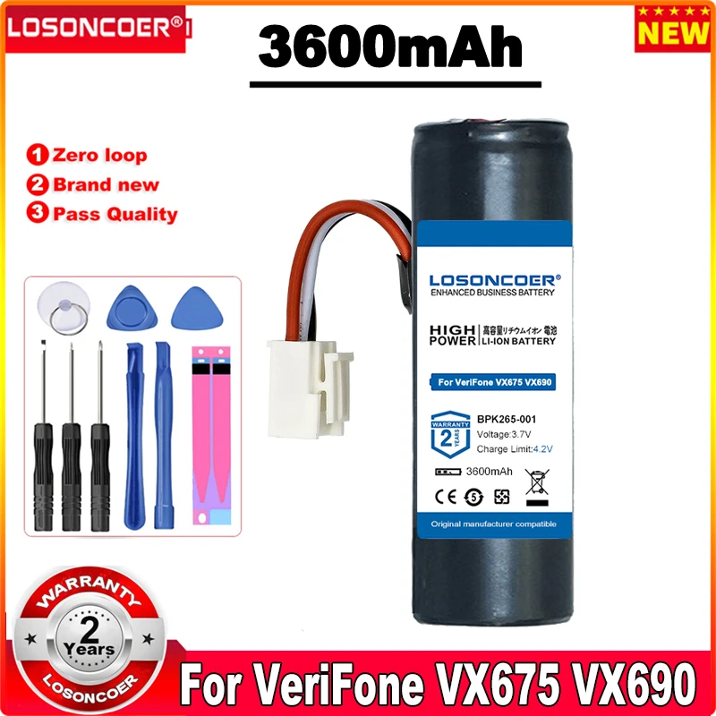 Аккумулятор для телефона LOSONCOER 3600 мАч, телефон для телефона VeriFone VX675 VX690