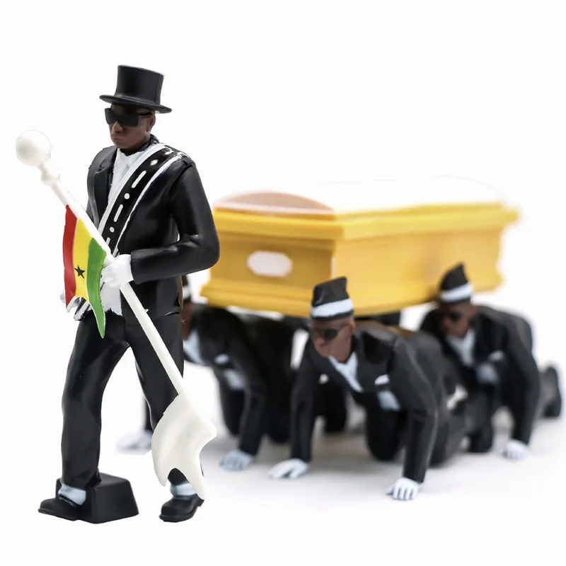 

Black Man Lifts Coffin Hand Office Boy Standing/crawling Complete Set Ornaments Boxed Model Creative Toy Doll House Home Decor