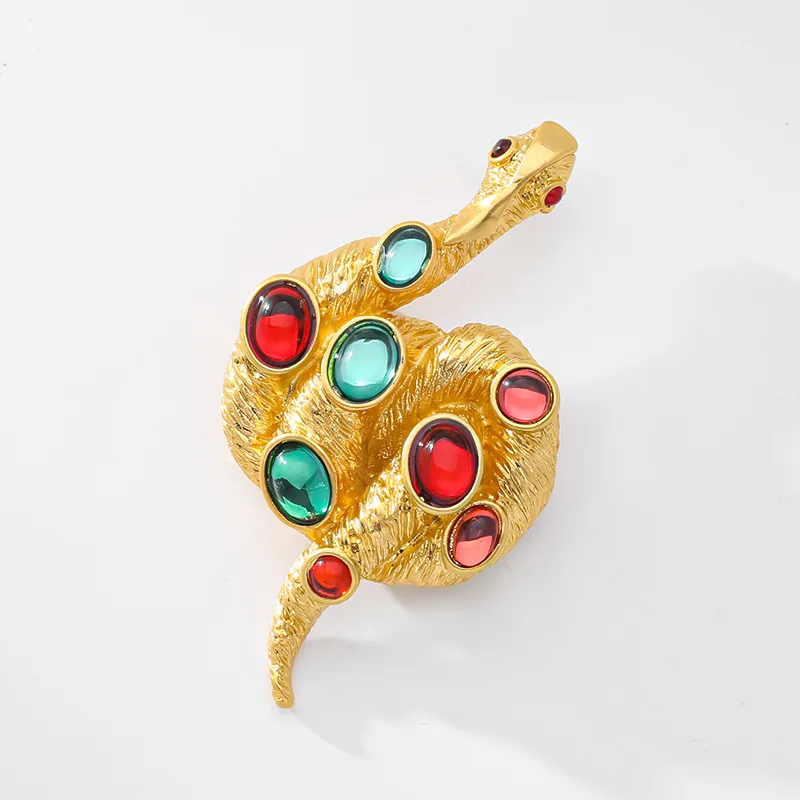 Vintage exquisite snake shaped brooch and earrings