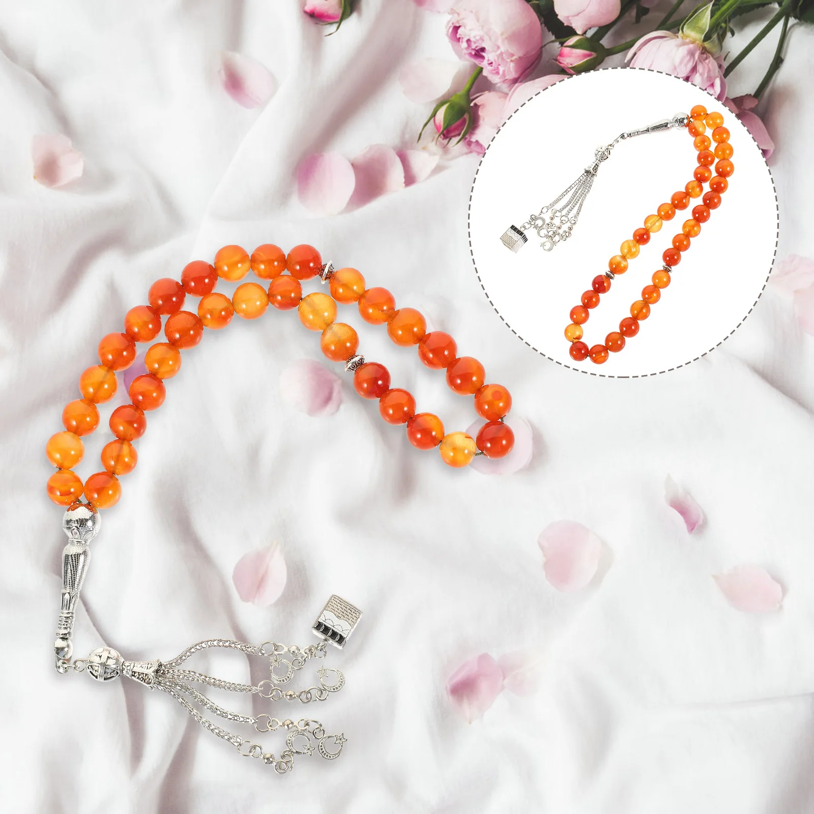 

Agate Bead Bracelet Dainty Bracelets Beads Chain Worry Round Prayer Rosary Necklace Ornament Tasbih Miss Delicate
