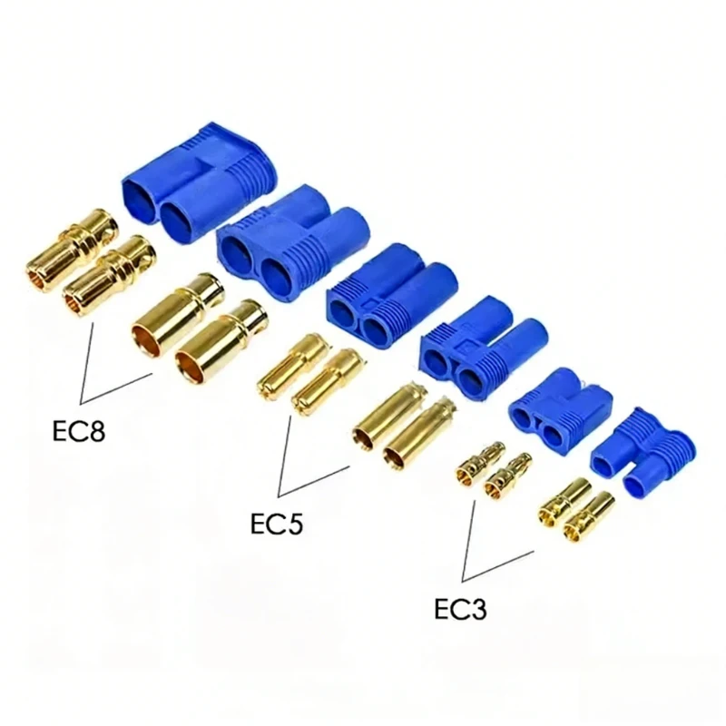 Фото Кабель-переходник EC5 EC8 14/10/8AWG EC3 (штекер-гнездо) для экстренного запуска, с разъемами типа «банан», для аккумуляторов радиоуправляемых моделей и игрушек, провод-пигтейл №4