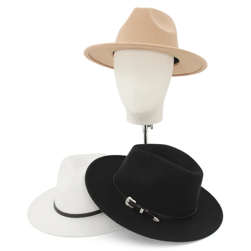 Шляпка-федора GEMVIE унисекс из смеси шерсти осенне-зимняя Панама с широкими полями