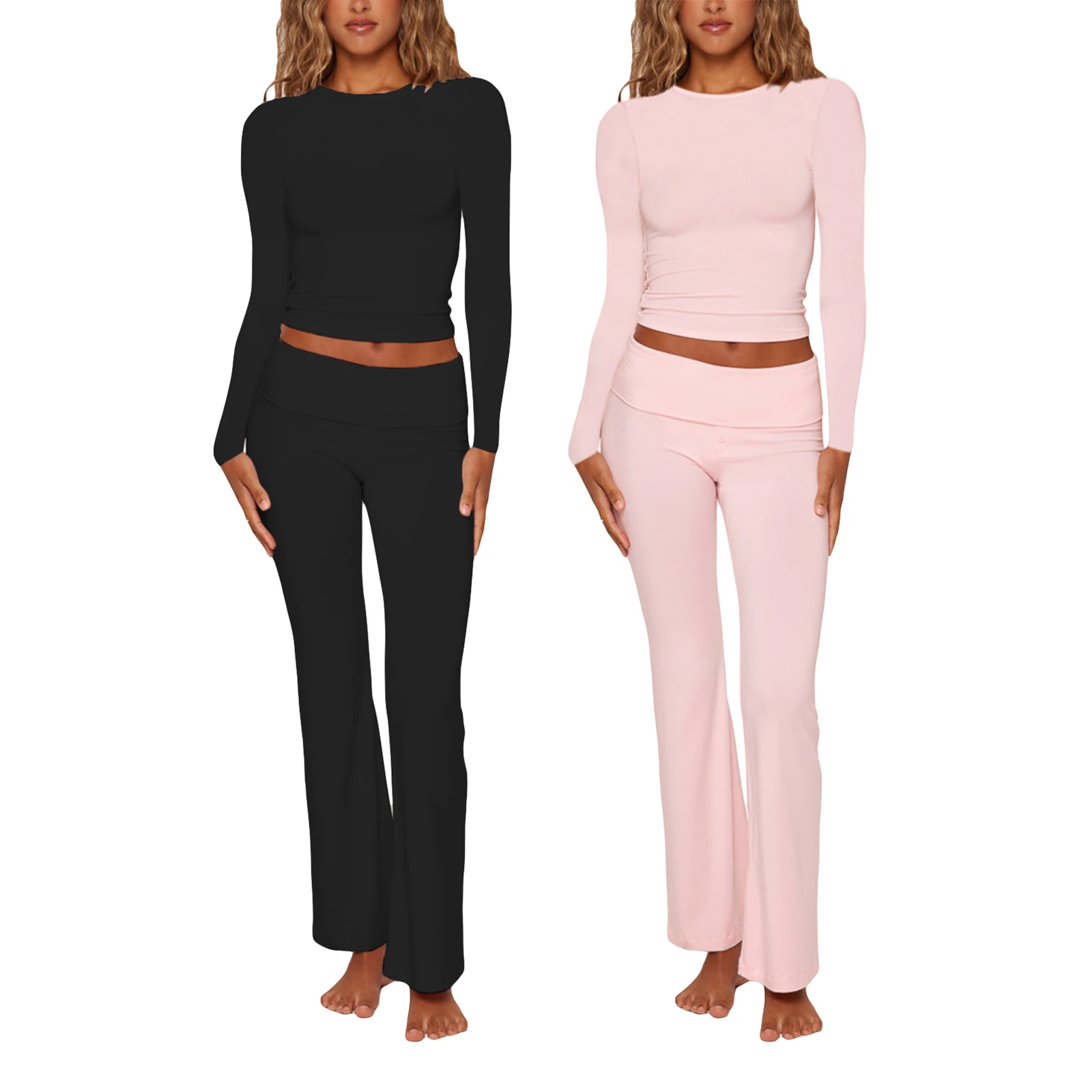 Женский однотонный спортивный костюм из двух предметов облегающая футболка с