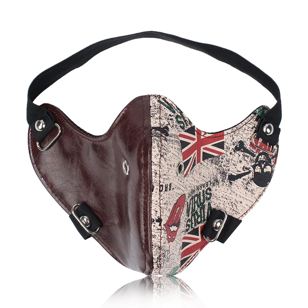 

Маска для езды на мотоцикле Европейская американская маска для езды на перекрестной местности в стиле панк двухцветная кожаная маска для е...