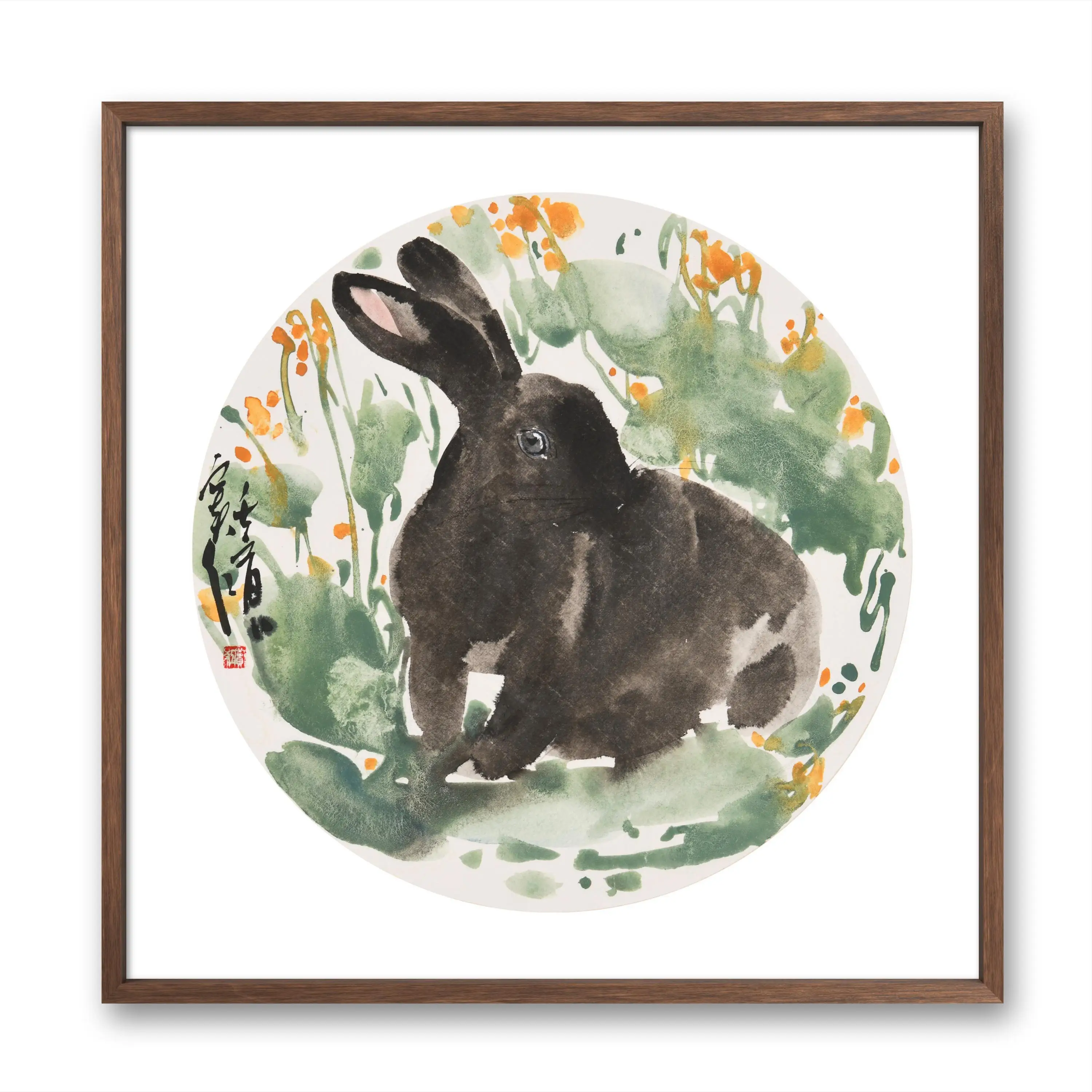 

Chinese painting celebrities handwritten drawing authentic rabbit New Year