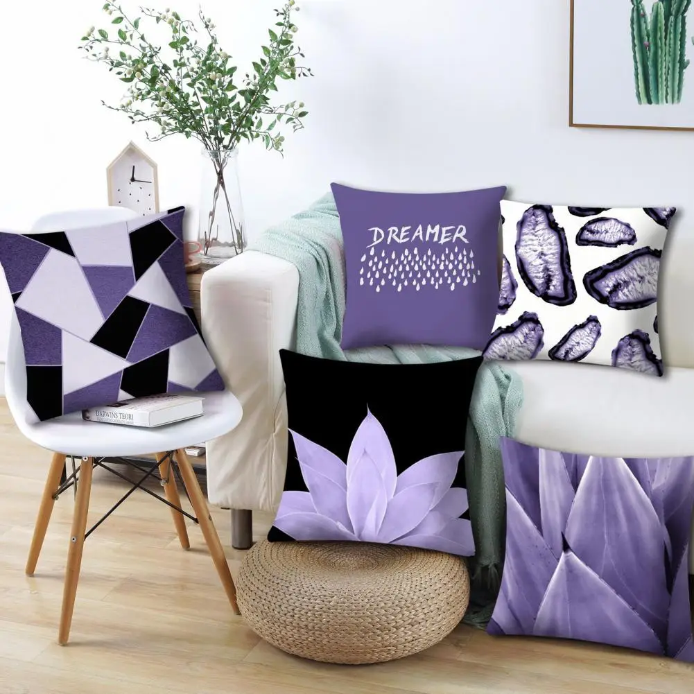 

Lightweight Useful 18 Inch Square Geometric Cushion Throw Cover Washable Cushion Slipcover Anti-shrink for Dorm