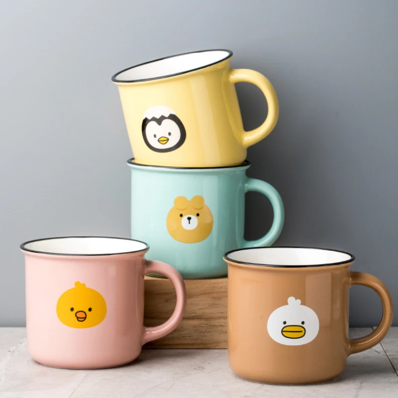 Kawaii Ceramic Cups Porcelain Coffee Cup Anime Breakfast Mug Beautiful Tea Mugs Coffee Tumbler Travel Mug Cute Coffee Travel Mug