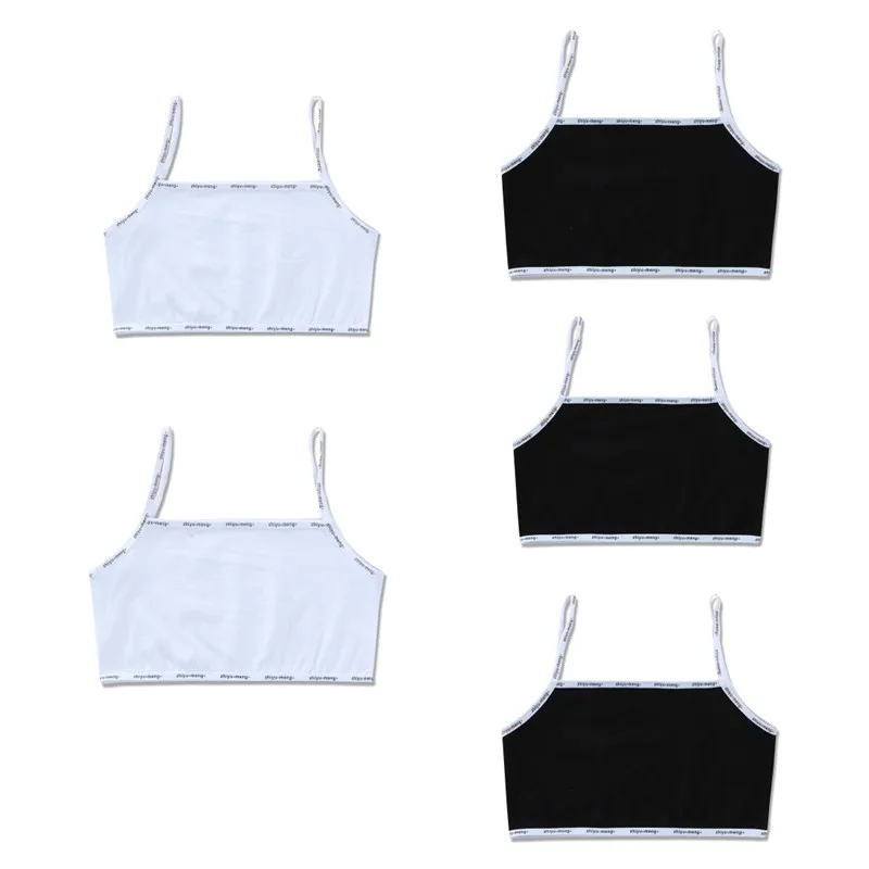 

5Pcs Children Girl Training Bra Cotton Letters Printed Teens Underwear Summer Kids Vest for 8 -14Years