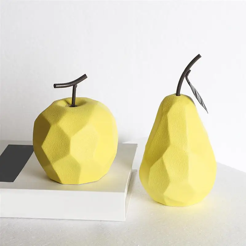 

Ceramic Fruit Designed Ornament Fruit Sculpture Geometric Home Office Desktop Adornment