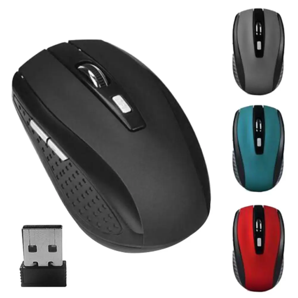 

Портативная беспроводная оптическая мышь, 2,4 ГГц, 6 кнопок, USB-приемник, 2000 DPI Мышь для ПК, игрового ноутбука, Plug and Play
