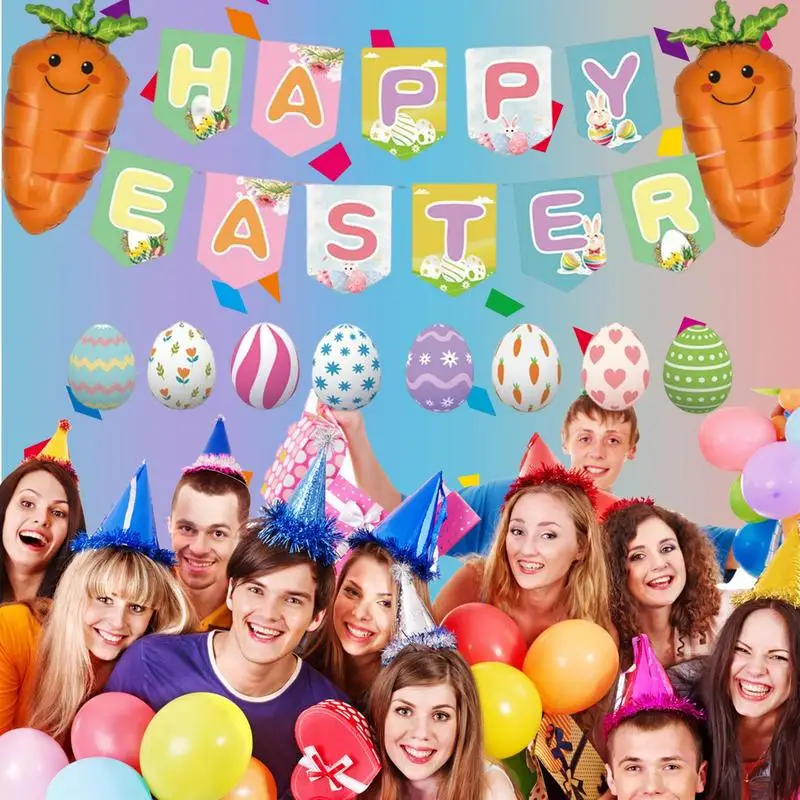

Easter Theme Party Decorations 29pcs Easter Latex Balloons Aluminum Foil Decorations Easter Party Supplies Balloons Banner
