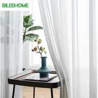 chiffon white tulle curtains for living room modern solid sheer voile kitchen curtain treatment finished drape decoration