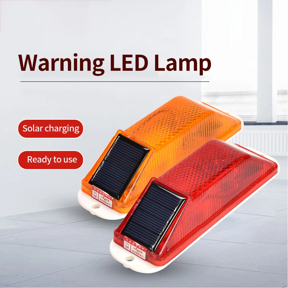 

Solar Powered Rechargeable Warning LED Lamp Chip Control Strobe Flash Night Driving Traffic Caution Light Balusters Driveways#