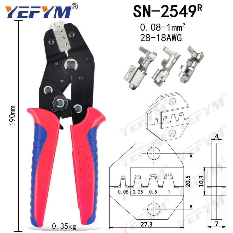 

Обжимные клещи SN-2549 0,08-1mm2 SN-48B 0,5-1.5mm2 и 5 челюсти для 2,8 4,8 6,3 VH2.54 3,96 2510/трубка/iinsulation терминалы инструменты