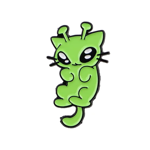 Эмалированная брошь кот инопланетянин