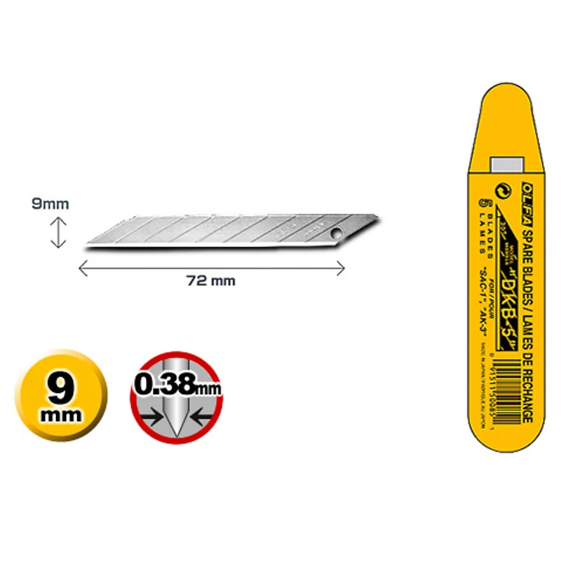 5 шт., запасные лезвия Olfa для обоев, 30 градусов, 9 мм, 0,38 мм